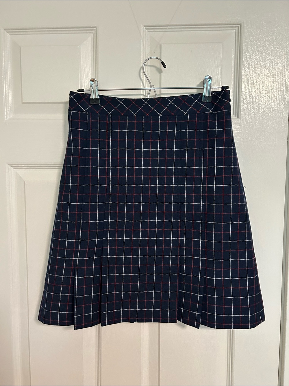Brooks Brothers Navy Plaid Pleated A-Line Skirt Size 2